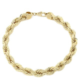 Solid Mens Rope Bracelet 14K Yellow Gold